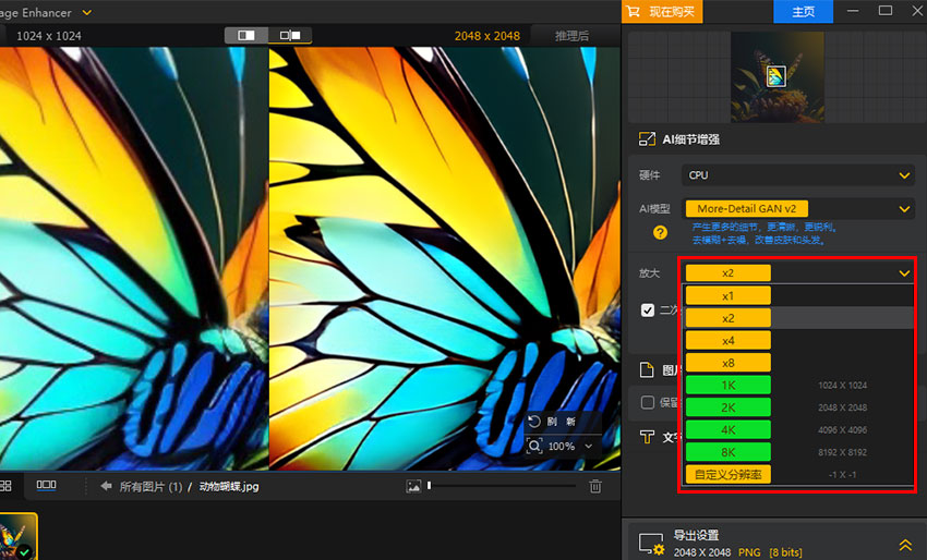 Aiarty Image Enhancer Choose Resolution