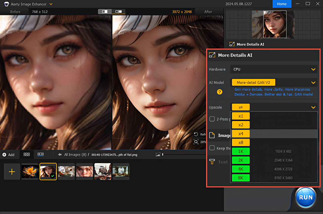 Best AI Image Enhancer Aiarty UI
